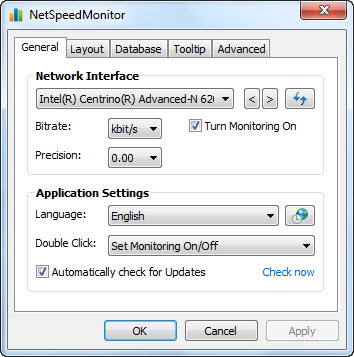 NetSpeedMonitor – 在任务栏上显示当前网速 configuration