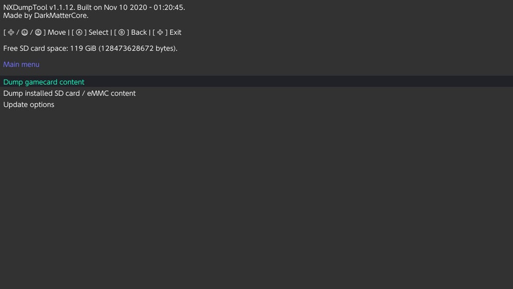 2 Dump gamecard content 2 Dump gamecard content